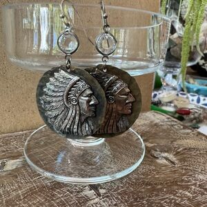 Native American silver/crystal drop earrings.